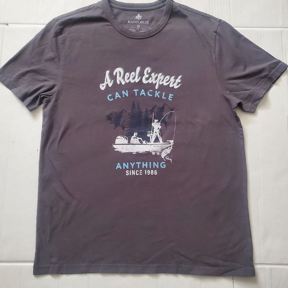 Rainforest Size medium Gray Short Sleeve Polyester Shirt